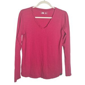 The North Face V Neck Tee Long Sleeve Pink Medium Womens